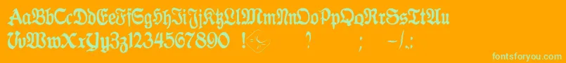 GothicaClass2-Schriftart – Grüne Schriften auf orangefarbenem Hintergrund