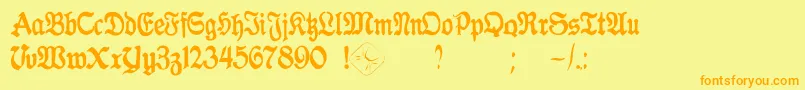 GothicaClass2 Font – Orange Fonts on Yellow Background