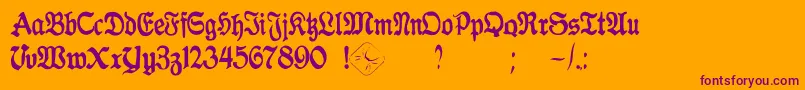 GothicaClass2 Font – Purple Fonts on Orange Background