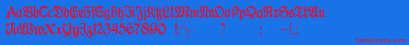 GothicaClass2 Font – Red Fonts on Blue Background