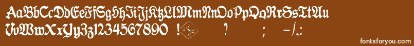 GothicaClass2-Schriftart – Weiße Schriften auf braunem Hintergrund