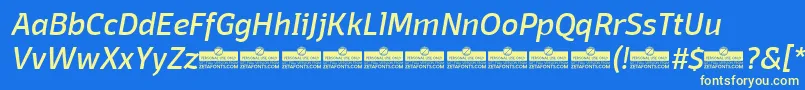 DomotikaItalicTrial Font – Yellow Fonts on Blue Background