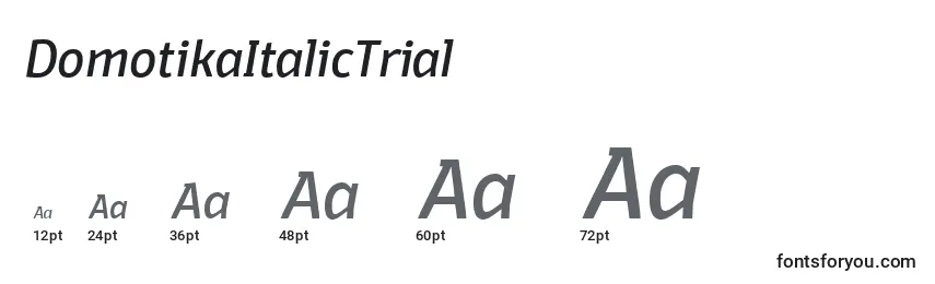 Размеры шрифта DomotikaItalicTrial