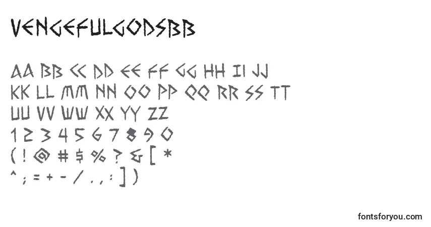 Schriftart Vengefulgodsbb (104514) – Alphabet, Zahlen, spezielle Symbole