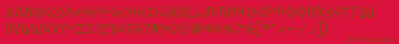 フォントVengefulgodsbb – 赤い背景に茶色の文字