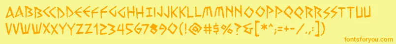 Więcej informacji o czcionce Vengefulgodsbb Czcionka Vengefulgodsbb – pomarańczowe czcionki na żółtym tle