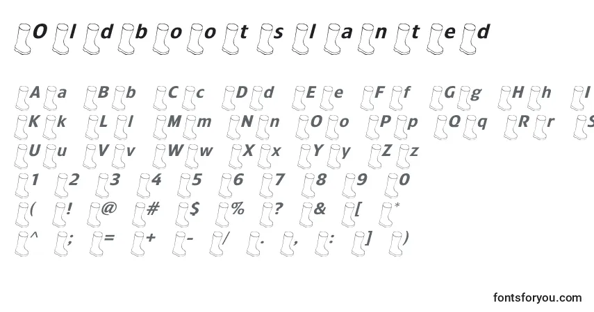 Шрифт Oldbootslanted – алфавит, цифры, специальные символы