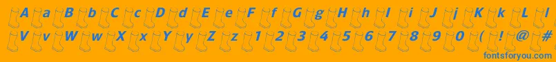 Oldbootslanted Font – Blue Fonts on Orange Background