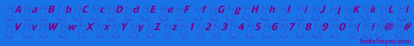 Oldbootslanted Font – Purple Fonts on Blue Background