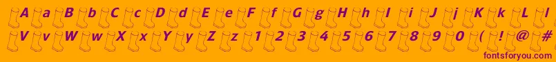 Oldbootslanted-Schriftart – Violette Schriften auf orangefarbenem Hintergrund