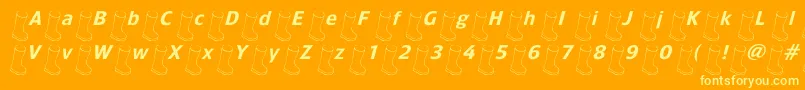 Oldbootslanted-Schriftart – Gelbe Schriften auf orangefarbenem Hintergrund