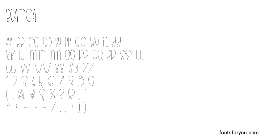 Шрифт Bianca – алфавит, цифры, специальные символы