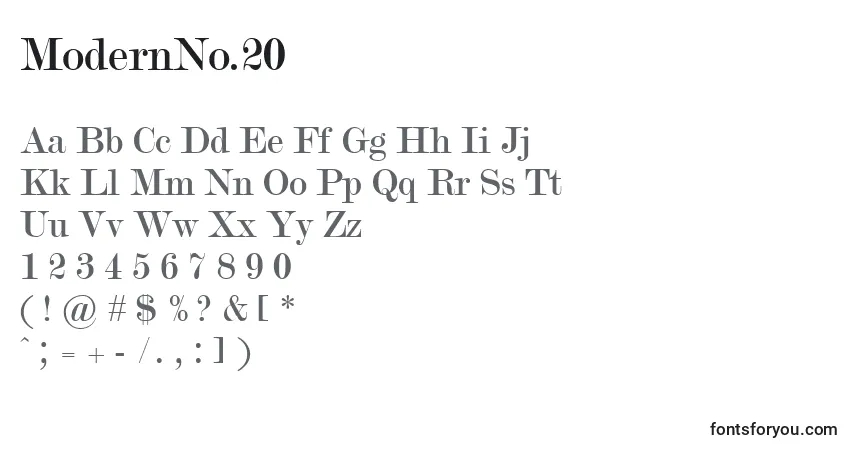Шрифт ModernNo.20 – алфавит, цифры, специальные символы