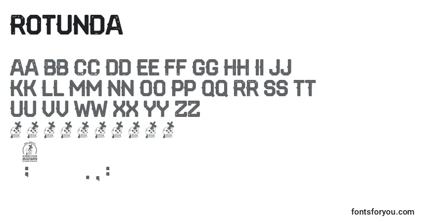 A fonte Rotunda – alfabeto, números, caracteres especiais