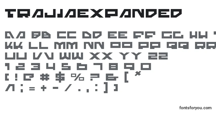 Шрифт TrajiaExpanded – алфавит, цифры, специальные символы