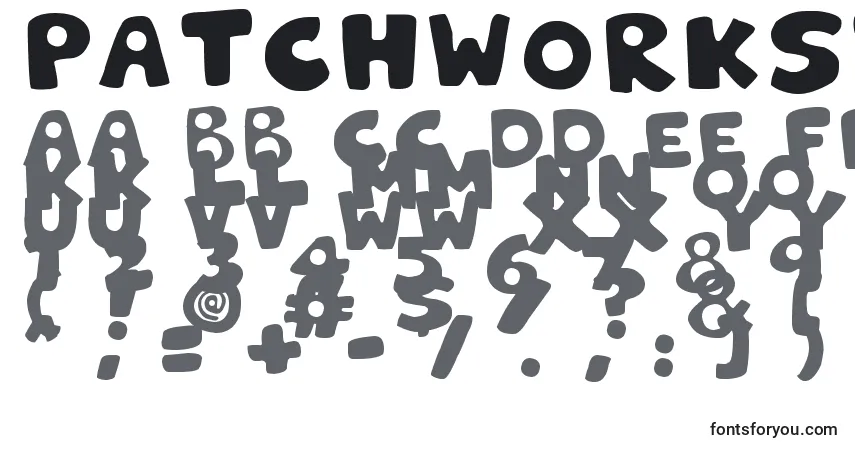 Czcionka PatchworkStitchlingsColor – alfabet, cyfry, specjalne znaki