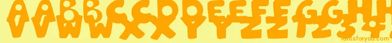 PatchworkStitchlingsColor Font – Orange Fonts on Yellow Background