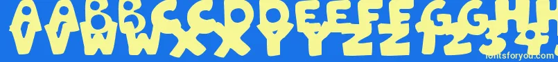 PatchworkStitchlingsColor Font – Yellow Fonts on Blue Background
