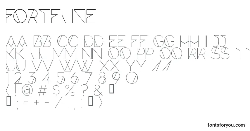 Schriftart ForteLine – Alphabet, Zahlen, spezielle Symbole