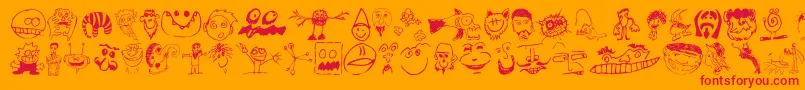 フォントBrianPowersDoodleNormal – オレンジの背景に赤い文字