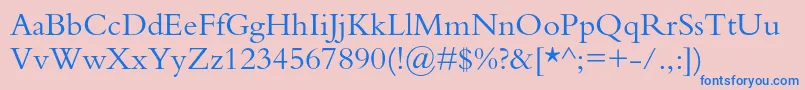 Bembostd-Schriftart – Blaue Schriften auf rosa Hintergrund