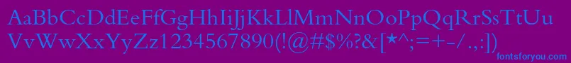 Bembostd-fontti – siniset fontit violetilla taustalla