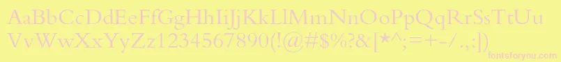 Bembostd-Schriftart – Rosa Schriften auf gelbem Hintergrund