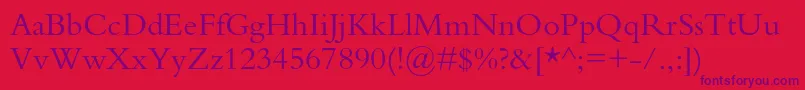 Bembostd-Schriftart – Violette Schriften auf rotem Hintergrund