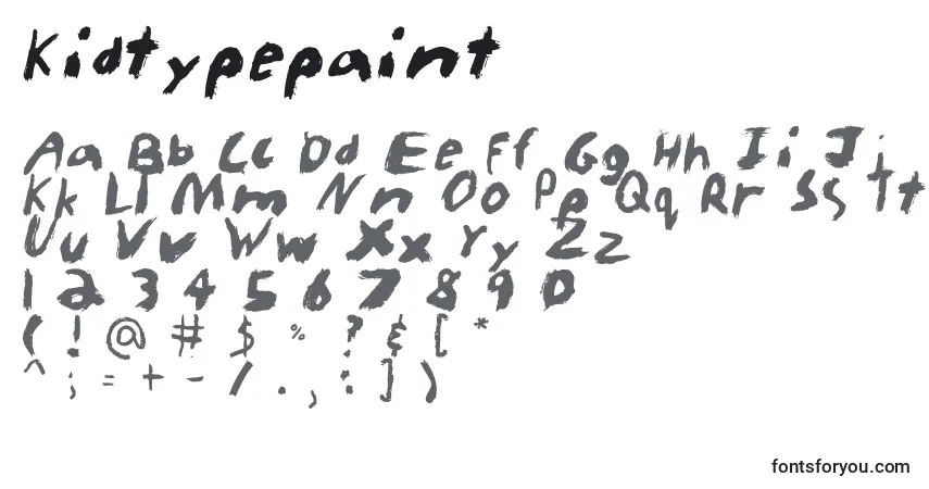 Czcionka Kidtypepaint – alfabet, cyfry, specjalne znaki