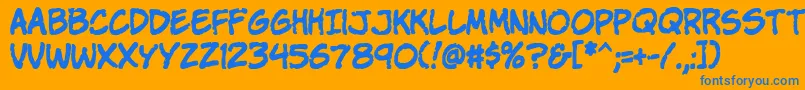 Komikap Font – Blue Fonts on Orange Background