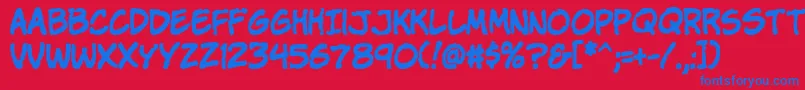 Komikap Font – Blue Fonts on Red Background