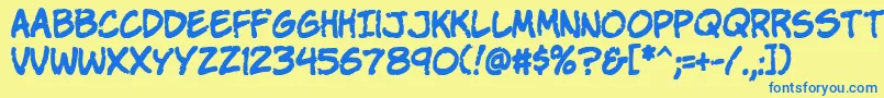 Komikap Font – Blue Fonts on Yellow Background