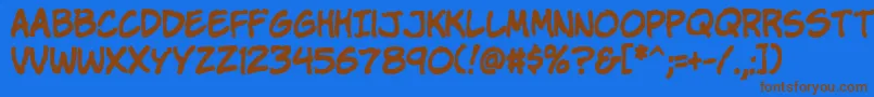 Komikap Font – Brown Fonts on Blue Background