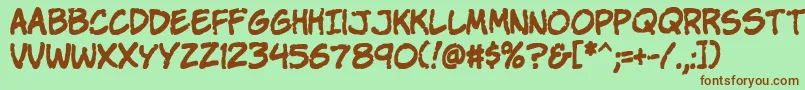 Komikap Font – Brown Fonts on Green Background