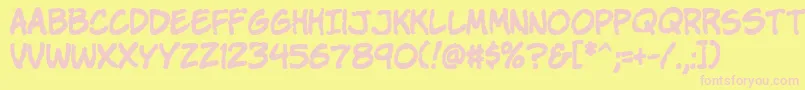 Komikap-fontti – vaaleanpunaiset fontit keltaisella taustalla