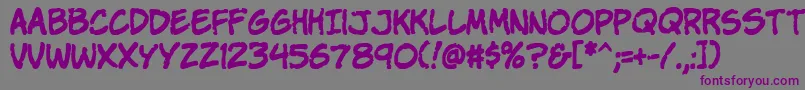 フォントKomikap – 紫色のフォント、灰色の背景