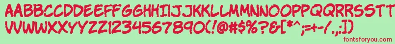 Komikap Font – Red Fonts on Green Background