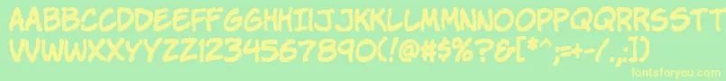 Komikap Font – Yellow Fonts on Green Background