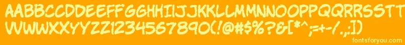 Komikap Font – Yellow Fonts on Orange Background