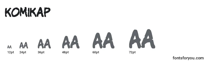 Размеры шрифта Komikap