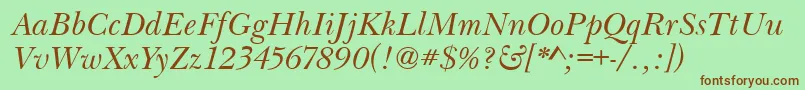 BaskervilleHandcutItalic Font – Brown Fonts on Green Background