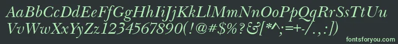 フォントBaskervilleHandcutItalic – 黒い背景に緑の文字