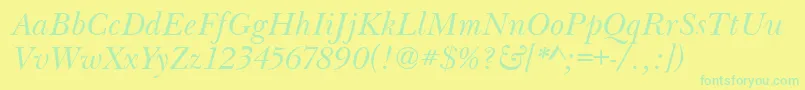 BaskervilleHandcutItalic Font – Green Fonts on Yellow Background