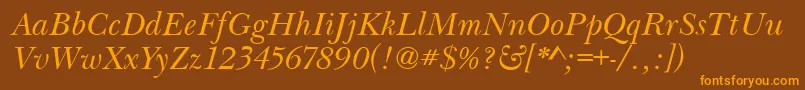 BaskervilleHandcutItalic Font – Orange Fonts on Brown Background