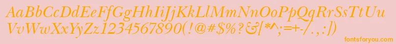 BaskervilleHandcutItalic Font – Orange Fonts on Pink Background