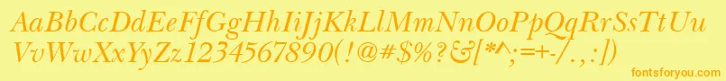 BaskervilleHandcutItalic Font – Orange Fonts on Yellow Background