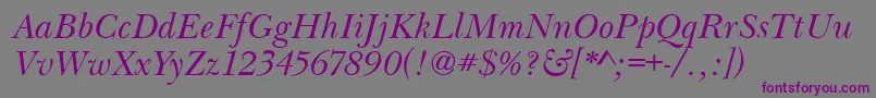 BaskervilleHandcutItalic Font – Purple Fonts on Gray Background