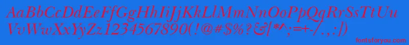 BaskervilleHandcutItalic Font – Red Fonts on Blue Background