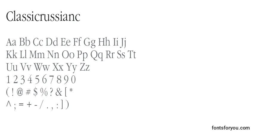 Classicrussianc-fontti – aakkoset, numerot, erikoismerkit