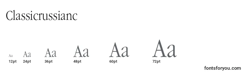 Размеры шрифта Classicrussianc